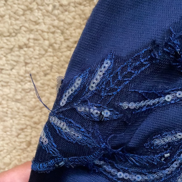 Marchesa Notte Navy MIDI dress *flaws* - Picture 9 of 14